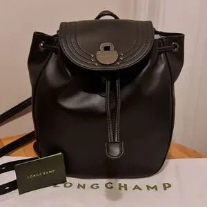 Longchamp Black Leather Adjustable Back Pack NWTS Le Foulonné Backpack Black - Leather | Longchamp US main image 4